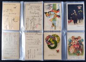 36 db RÉGI motívum lap; üdvözlő, újév / 36 old motive cards; greeting, new year