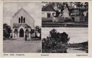 Dömsöd, Római katolikus templom, Hősök szobra, sziget (EK)