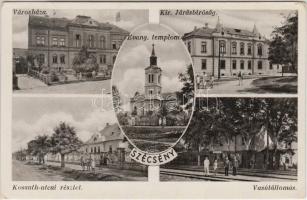 Szécsény, Kossuth utca, városháza, Járásbíróság, vasútállomás (EK)
