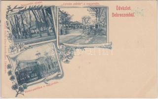 Debrecen, Nagyerdő, Leveles csárda, Dobos pavillon, kiadja László Albert, Art Nouveau floral (Rb)