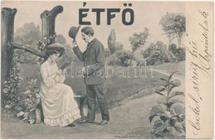 A hét napjai - kis híján teljes bécsi romantikus képeslap sorozat (kedd hiányzik, 6 db) / Days of the week, an uncomplete series of Wiener romantic postcards (Tuesday missing)