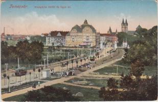 Temesvár, Hungária fürdő, Liget út, villamos / spa, street, tram