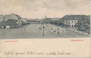 Gyulafehérvár, Novák Ferenc tér, Fuchs Nándor üzlete, kiadja Weiss Bernát / square, shop (EK)