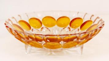 Lipper ólomkristály tálka, jelzett, hibátlan, több rétegű, d:16 cm, m:4 cm