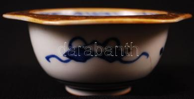 Jelzett japán csésze, kézzel festett, apró csorba az alján, m:4 cm, d:9 cm