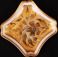 Zsolnay tálka, kézzel festett, jelzett (Koszorúsné), hibátlan, 9×9 cm