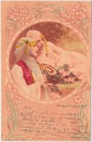 Art Nouveau floral postcard