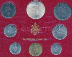 Vatikán 1974. 1L-100L + 500L Ag, 8xklf db-ból álló forgalmi szett T:1,1- Vatican 1974. 1 Lira -100 Lire + 500 Lira Ag, 8xdiff pcs in coin set C:UNC,AU Krause MS78