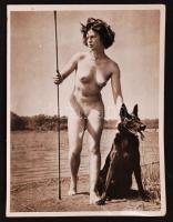 cca 1940 Kutyás akt / Nude photo 13x10 cm