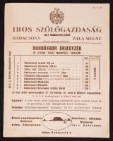 1935 Ibos szőlőgazdaság hordósbor árjegyzék reklám levelezőlap