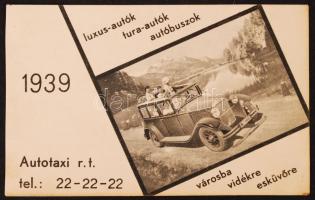 1939 Autotaxi Rt. kártyanaptár
