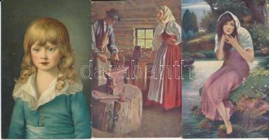 31 db RÉGI főként használatlan motívumlap; művész, hajó, hölgy, katonai / 31 old mostly unused motive cards; art, ship, lady, military