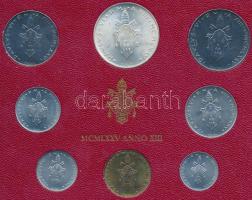 Vatikán 1975. 1L-100L + 500L Ag, 8xklf db-ból álló forgalmi szett T:1 Vatican 1975. 1 Lira - 100 Lire + 500 Lire Ag, 8xdiff pcs in coin set C:UNC Krause MS79