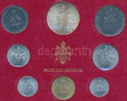 Vatikán 1971. 1L-100L + 500L Ag, 8xklf db-ból álló forgalmi szett T:1,1- Vatican 1971. 1 Lira - 100 Lire + 500 Lire Ag, 8xdiff pcs in coin set C:UNC,AU Krause MS75