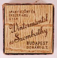 Wintermantel és Szombathy Bp. Arany-ezüst és Ékszeráru Gyár ékszeres papírdobozka, 4x4x1 cm