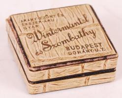 Wintermantel és Szombathy Bp. Arany-ezüst és Ékszeráru Gyár ékszeres papírdobozka, 4x4x1 cm