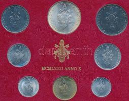 Vatikán 1972. 1L-100L + 500L Ag, 8xklf db-ból álló forgalmi szett T:1 Vatican 1972. 1 Lira - 100 Lire + 500 Lire Ag, 8xdiff pcs in coin set C:UNC Krause MS76