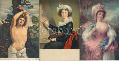 31 db RÉGI motívum lap, művész lapok, hölgy motívumú lapok, köztük néhány litho / 31 old motive cards, artist cards, ladies, including some litho