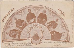 Az Országház tagjai: Szél Kálmán, Fehérváry Géza, Hegedűs Sándor, Szilágyi Dezső, Tisza Kálmán, Vlasics Gyula, Aponyi Albert / Members of the Hungarian Parliament (EK)