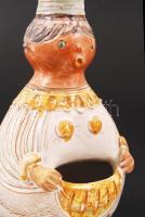 Kiss Roóz Ilona (1920-2010): Figurás gyertyatartó. Festett mázas kerámia, hibátlan, jelzett, m:16 cm