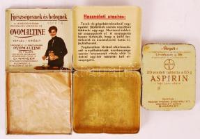 3 db régi fém gyógyszeres dobozka (2 db Mentanol, Aspirin)