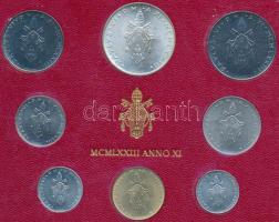 Vatikán 1973. 1L-100L + 500L Ag, 8xklf db-ból álló forgalmi szett T:1 Vatican 1973. 1 Lira - 100 Lire + 500 Lire Ag, 8xdiff pcs in coin set C:UNC Krause MS77