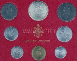 Vatikán 1970. 1L-100L + 500L Ag, 8xklf db-ból álló forgalmi szett T:1 Vatican 1970. 1 Lira - 100 Lire + 500 Lire Ag, 8xdiff pcs in coin set C:UNC Krause MS74