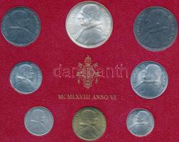Vatikán 1968. 1L-100L + 500L Ag, 8xklf db-ból álló forgalmi szett T:1 Vatican 1968. 1 Lira - 100 Lire + 500 Lire Ag, 8xdiff pcs in coin set C:UNC Krause MS72