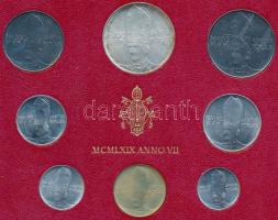 Vatikán 1969. 1L-100L + 500L Ag, 8xklf db-ból álló forgalmi szett T:1 Vatican 1969. 1 Lira - 100 Lire + 500 Lire Ag, 8xdiff pcs in coin set C:UNC Krause MS73