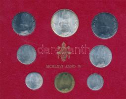 Vatikán 1966. 1L-100L + 500L Ag, 8xklf db-ból álló forgalmi szett T:1 Vatican 1966. 1 Lira - 100 Lire + 500 Lire Ag, 8xdiff pcs in coin set C:UNC Krause MS70