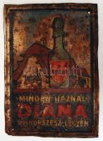 Minden háznál Diana sósborszesz legyen feliratú fém tábla, megviselt állapotban, 26x37 cm