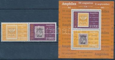 AMPHILEX nemzetközi bélyegkiállítás pár + blokk, AMPHILEX International Stamp Exhibition pair + block