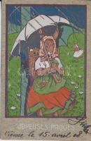 Easter, rabbit with umbrella (non PC)