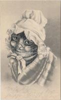 Cat Emb. litho