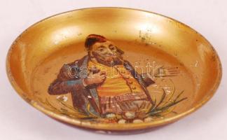 Litho képpel díszített tálka, d: 9 cm