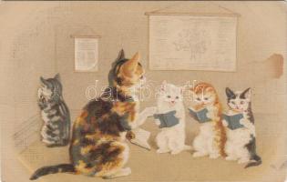 Cat choir, litho