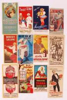 12 db érdekes és szép számolócédula (Mauthner mag, Szultán forrás, Diana, Herz szalámi, Andre Hofer's Malzkaffee, Kovald, Tivoli Senf stb.)