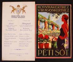 cca 1930 Péti só reklámfüzet + 1930 BNV díszvacsora menükártyája
