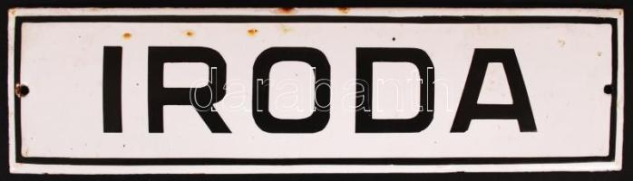 Iroda feliratú zománcozott fém tábla, 30x8 cm