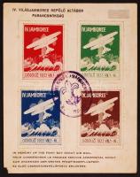 1933 Jamboree emléklap az első cserkész repülő posta emlékére (sarokhiba)