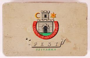 "Pest szivarka" feliratú fém dobozka, 11x7x2 cm