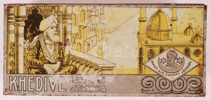 "Khedive Egyiptomi Szivarka" feliratú üres fém dobozka, 15x7x5 cm