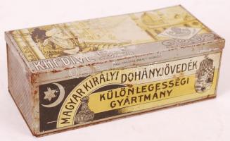 "Khedive Egyiptomi Szivarka" feliratú üres fém dobozka, 15x7x5 cm