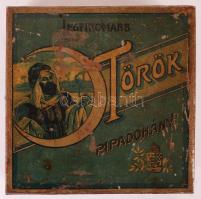 "Legfinomabb török pipadohány" feliratú fém doboz, 14x14x4 cm