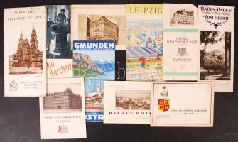 cca 1930 Külföldi hotelek, városok képes ismertető füzetek. 10 db. / Hotels, cities. 10 picture tourist guides
