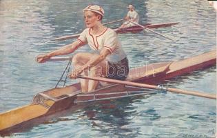 Rowing, Raphael Tuck Oilette, Rudersport No. 975 (EM)