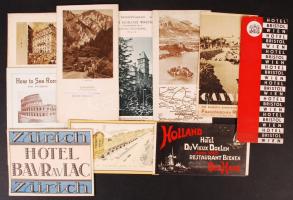 cca 1930 Külföldi hotelek, városok képes ismertető füzetek. 10 db. / Hotels, cities. 10 picture tourist guides