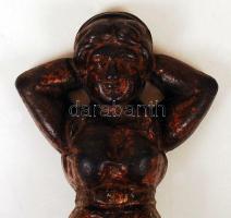 Antik "vörös lámpás" figurális fali cégér, bronzírózott ólom, kopott, talp rész hiányzik, ...