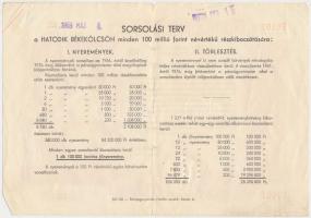 Budapest 1955. "Hatodik Békekölcsön" nyereménykölcsön 100Ft-ról T:III