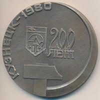 Szovjetunió 1980. "Kuznyeck 200 éves" Br emlékérem tokban(70mm) T:1- Soviet Union 1980. "200th Anniverary - Kuznyeck" Br commemorative medallion in case (70mm) C:AU